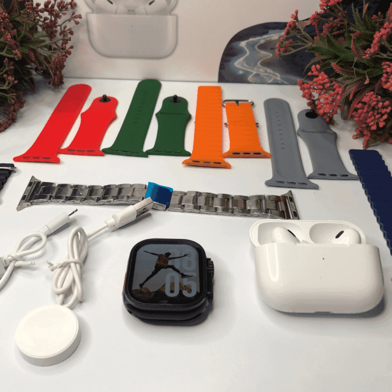 Crown i60 Ultra 2 Smart Watch + 7 Straps + Earbuds - Image 5